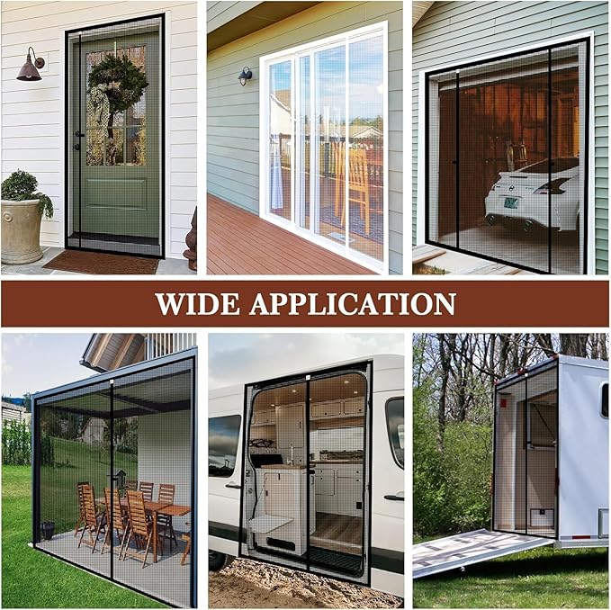 Yotache Custom Magnetic Screen Door, Reinforced Polyester Mesh with Full Frame Hook&Loop Strip for Patio, Balcony, Front Door