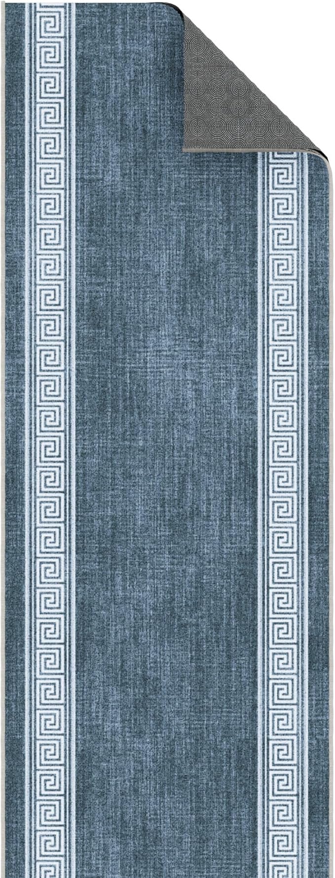 Ottomanson Aisle Runner Rug 2'7" x 26' – Soft Non-Slip Rug, Low Pile Carpet for Hallways, Events, Churches & Extra-Long Indoor Spaces, Greek Border Greyish Blue