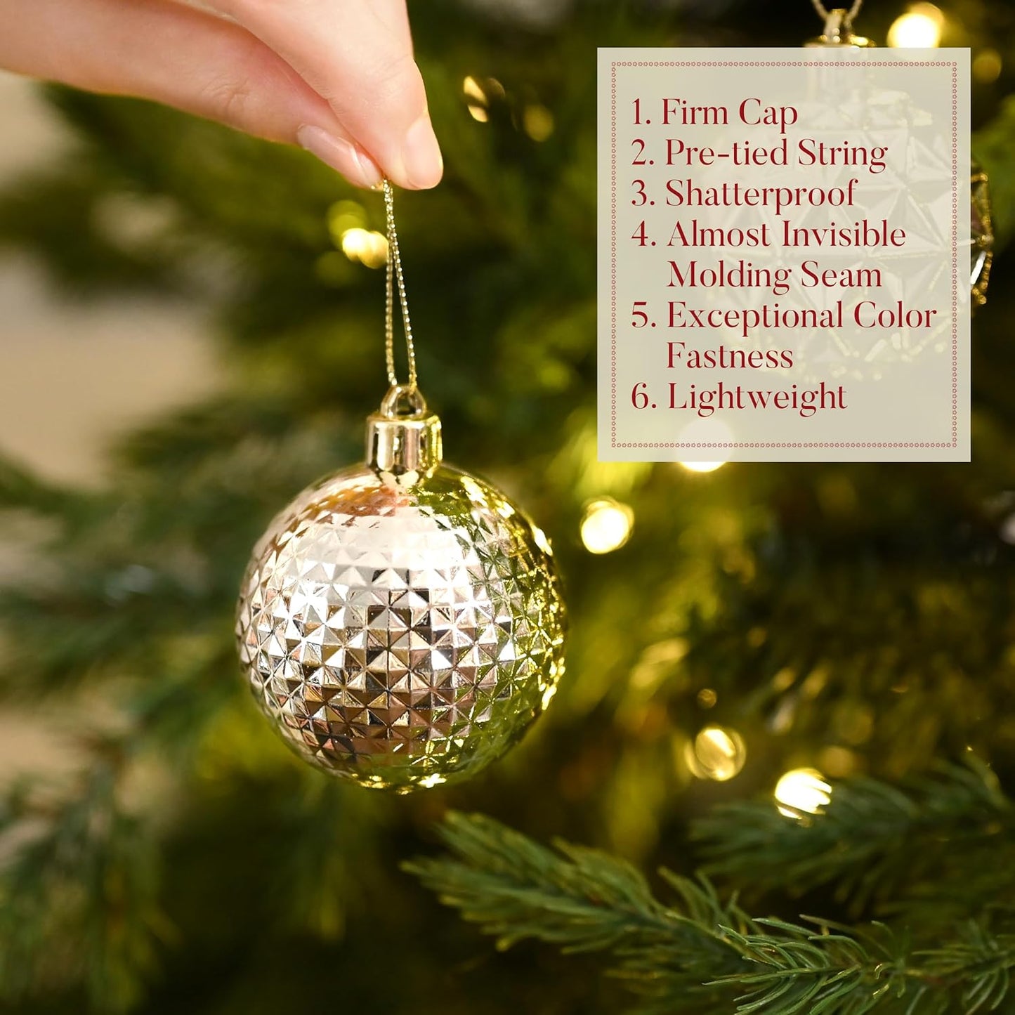 Valery Madelyn Christmas Tree Decorations Ornament Set for Fall Halloween, 50ct 2.36 Inches Champagne Shatterproof Christmas Ball Ornaments Hanging Xmas Holiday Party Decor