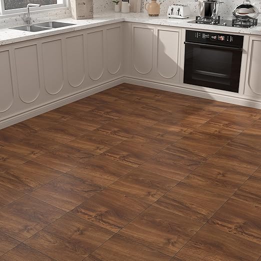 Yenhome 6"X36" Wood Peel and Stick Flooring Waterproof Brown Wood Vinyl Peel and Stick Floor Tile Bathroom Kitchen Flooring Self Adhesive Stick on Floor Tiles for Bedroom (17plank, 25.5 Sq.Ft)