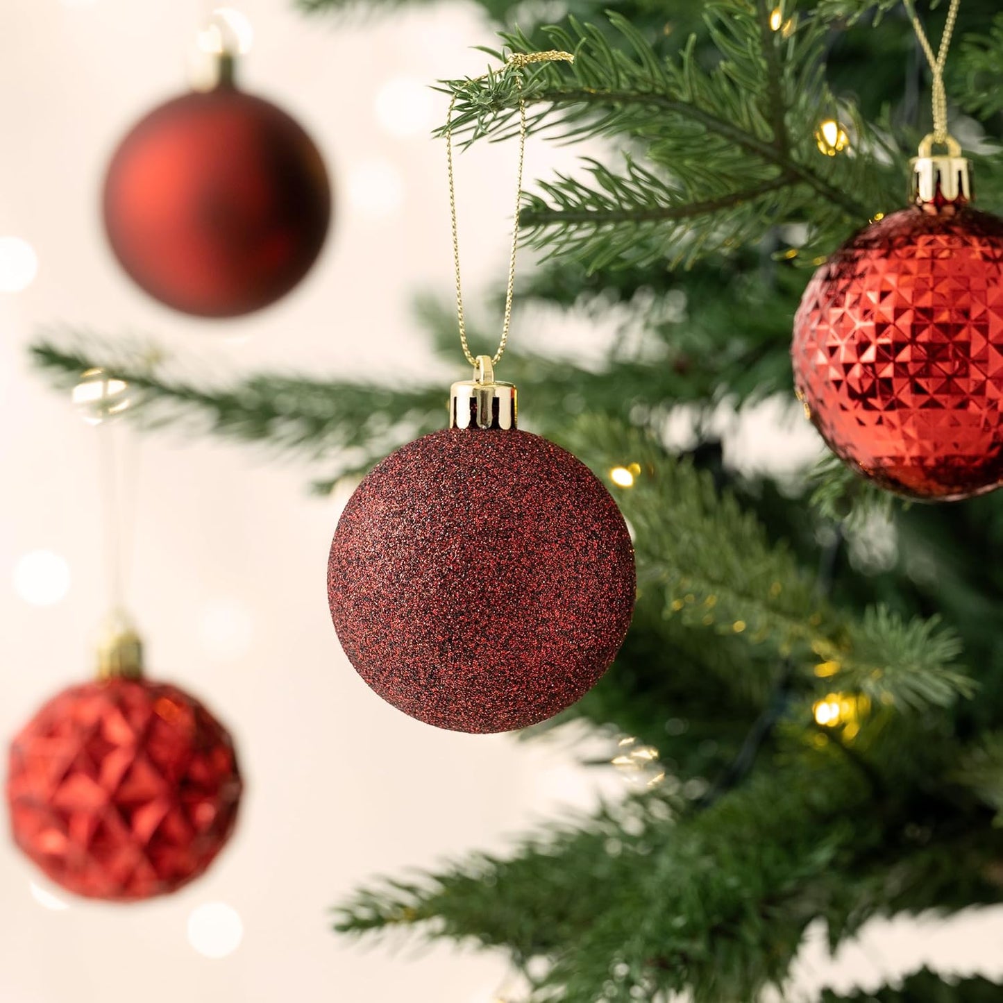 Valery Madelyn Christmas Tree Decorations Ornament Set for Fall Halloween, 50ct 2.36 Inches Burgundy Red Shatterproof Christmas Ball Ornaments Hanging Xmas Holiday Party Decor