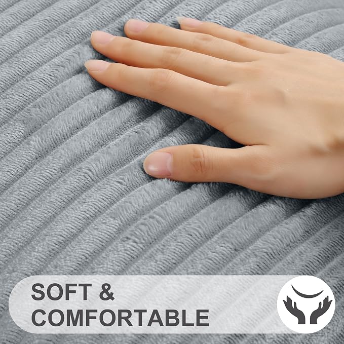 Simmore Decorative Fall Throw Pillow Covers 16x16 Set of 2, Soft Natural Plush Flannel Double-Sided Fluffy Couch Pillow Covers for Sofa Living Room, Grey