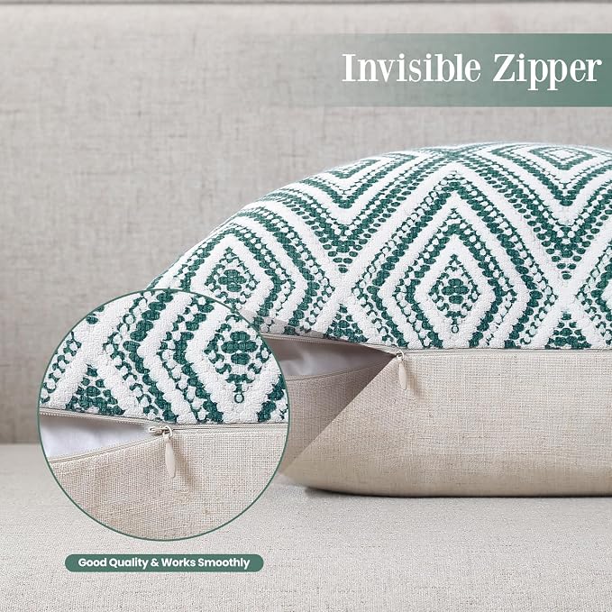 HPUK Throw Pillow Covers 20x20 Inch Set of 4, Linen Decorative Pillow Covers, Accent Cushion Covers for Couch Sofa Bed Bedroom Living Room Décor, Aqua Blue