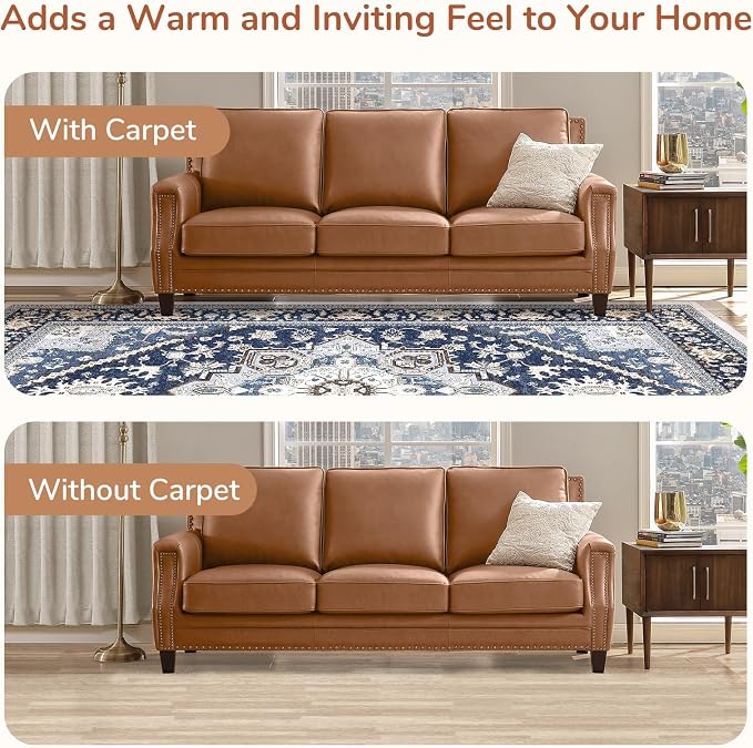OPPODREAM Soft Area Rugs 4x6, Low-Pile Washable Rugs 4x6 with Non Slip Backing, Faux Cashmere 4 x 6 Throw Carpet, Navy Blue & Gold