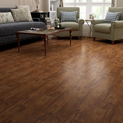 Yenhome 6"X36" Wood Peel and Stick Flooring Waterproof Brown Wood Vinyl Peel and Stick Floor Tile Bathroom Kitchen Flooring Self Adhesive Stick on Floor Tiles for Bedroom (17plank, 25.5 Sq.Ft)