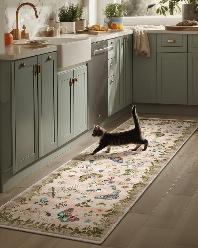 Machine Washable Hallway Runner Rugs: 2'6"x8' Kitchen Runner Stain Resistant Non Slip Low Pile Soft Carpet Rug Runners for Hallways Indoor Entryway Kitchen Laundry Room Bedroom Bathroom Farmhouse