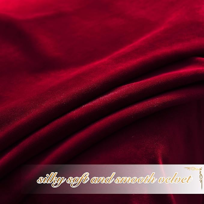 NICETOWN Christmas Red Velvet Curtains and Drapes for Bedroom, Home Decor Panels for Home Theatre/Film Room/Stage (Set of 2, Rod Pocket Design, 72 inches Long)