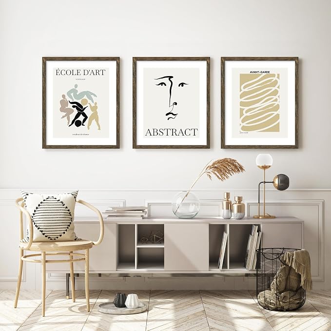 Picrit 20x24 Picture Frame 3 Pack, Wooden Brown Rustic Poster Frame, Display Poster 16 x 20 with Mat or 20 x 24 without Mat for Horizontal or Vertical Wall Mounting