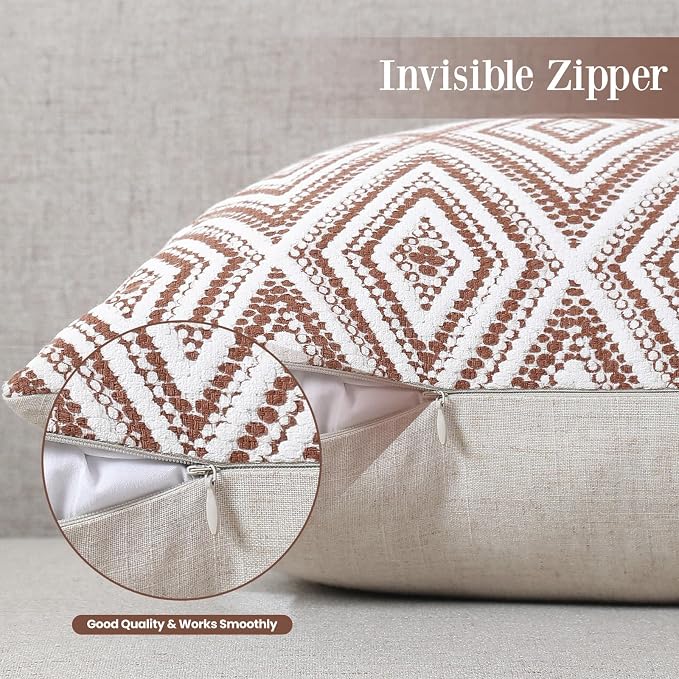 HPUK Throw Pillow Covers 20x20 Inch Set of 4, Linen Decorative Pillow Covers, Accent Cushion Covers for Couch Sofa Bed Bedroom Living Room Décor, Golden Brown