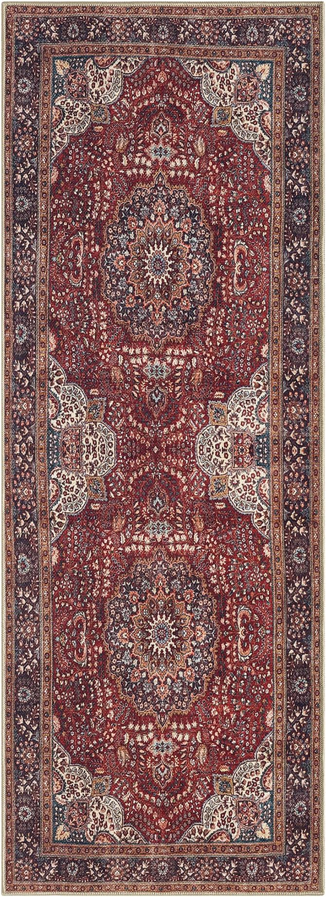 Keen Home Design 30"x144" Rug - Machine Washable Runner Rug with Non-Slip Backing, Ideal for Hallway, Entryway, Kitchen, Laundry Room - Vintage, Easy Clean, Durable, Low Pile - (2'6" x 12')
