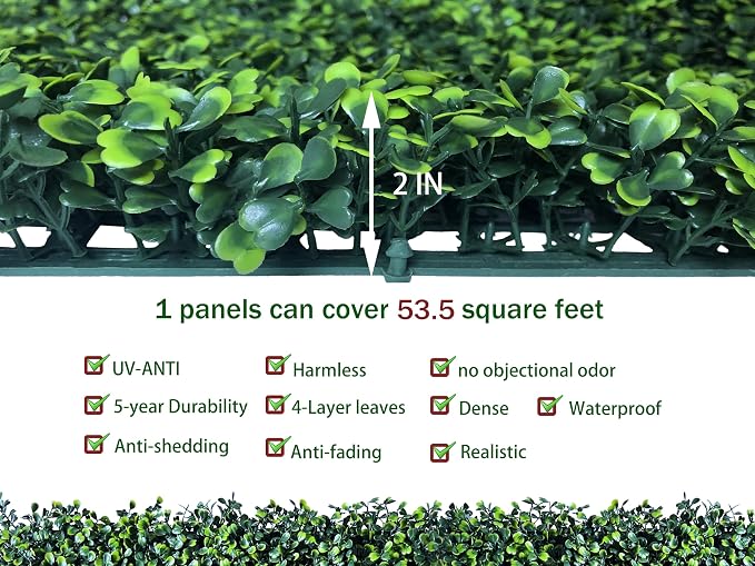 ODTORY Artificial Ivy Privacy Fence Wall Screen: 5.35FT X 10FT (53.5 sqft) | UV-Anti Faux Boxwood Roll Panels, Greenery Backdrop, Ivy Vine 4-Layer Leaves Hedges Covering, Indoor Outdoor Green Decor