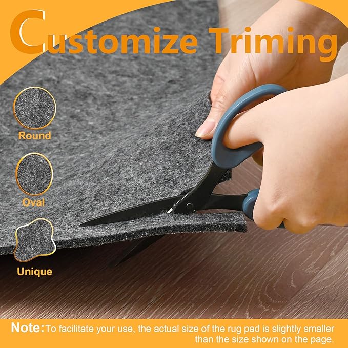 5x7 Non Slip Rug Pad Gripper, 1/8" Thick Cushioned Carpet Pads for Hardwood Floors, Felt and Silicone Backing, Under Area Rugs Anti Skid Mat Keep Rugs in Place