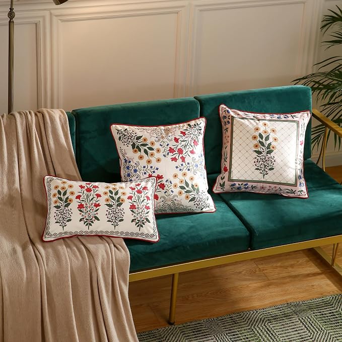 ISAENNE Designer Vintage Velvet Throw Pillow Cover,Set of 3-Bertina ABC | Pillow Cover,Concealed Zipper Design,Dragonfly Pattern,Sofas,Bedroom,Living Room,Lounge Chairs,All Season Home Decor