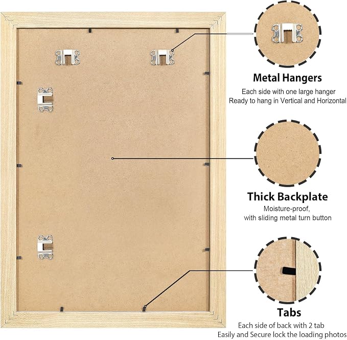 LaVie Home 20x24 Picture Frame Beige Oak Wood Poster Frame, Display Pictures 16x20 with Mat or 20x24 Without Mat, Stable Frame and Polished Plexiglass, Horizontal and Vertical Format of The Walls