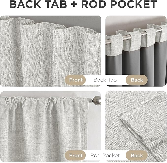Joydeco Blackout Curtains for Bedroom - 108 Inch Long 100% Light Blocking 2 Panels Set White Drapes, Thermal Insulated Room Darkening Curtains, Linen Textured for Living Room, Rod Pocket & Back Tabs