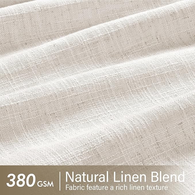 MIULEE 102 Inches Long Pinch Pleated Thick Linen Curtains 2 Panels for Living Room Bedroom, Natural Memory Trained Drapes Pleat Back Tab Light Filtering Privacy Sliding Door Window Curtains with Hooks