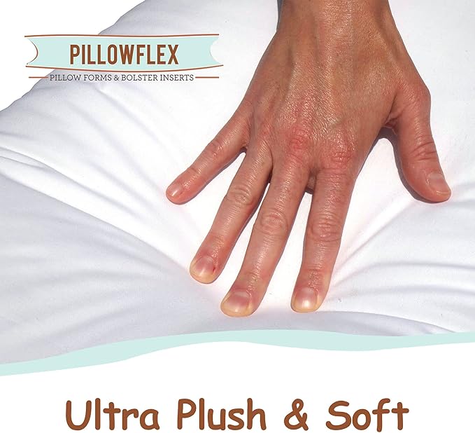 Pillowflex Synthetic Down Pillow Insert - 12x18 Down Alternative Pillow, Ultra Soft, Small Rectangle, Lumbar, Travel, Neck, Sleeping Pillow - 1 Decorative Pillow Form