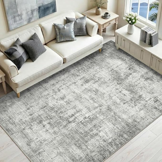 4x6 Area Rugs Washable Living Room Rug-No Slip Soft Carpets Modern Abstract Indoor Floor Stain Resistant Carpet for Bedroom Dining Room Farmhouse Nursery Home Office Grey