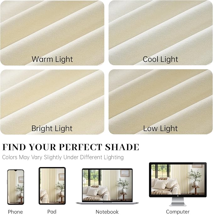 Cream Pinch Pleated Linen Curtains 84 Inch Length 2 Panels for Bedroom Living Room Textured Semi Sheer Window Curtain Boho Neutral Back Tab Pinch Pleat Drape with Hooks 84 Inches Long