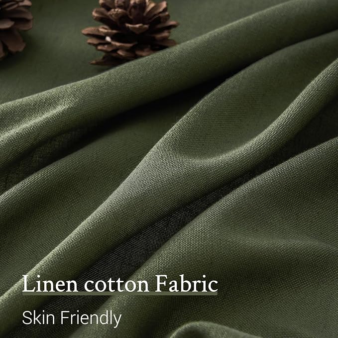 Topfinel 72 Inch Length Linen Curtains for Living Room 2 Panels Set,Olive Green Pinch Pleated Back Tab/Hook Belt/Clip Rings Curtains & Drapes Light Filtering Semi Sheer Drapes Boho Bedroom Decor