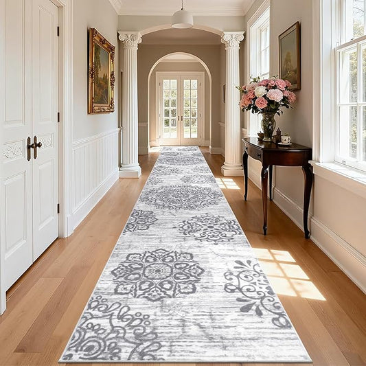 HEBE Hallway Runner Rug 3'x20' Washable Vintage Distressed Area Rugs Non Slip Laundry Rug Runner Boho Floor Carpet Runners for Hallways Entryway Laundry Room Kitchen Bathroom