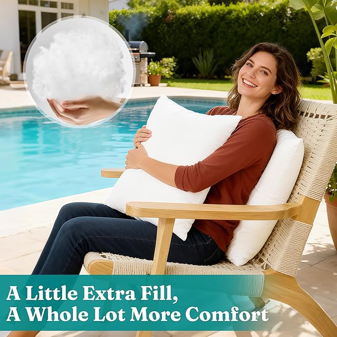 Oubonun 16x26 Waterproof Outdoor Pillow Inserts – Set of 2 Firm & Fluffy, Water Resistant Throw Pillows for Patio, Garden, Porch, or Indoor Decorative