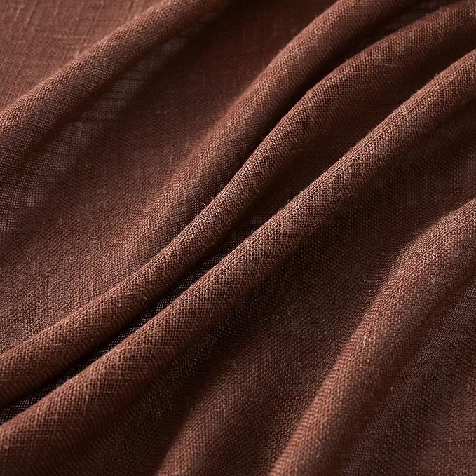 MIULEE Chocolate Brown Linen Curtains 108 Inches Long for Bedroom Living Room, Soft Thick Linen Textured Window Drapes Semi Sheer Light Filtering Rod Pocket Back Tab Burlap Look, 2 Panels