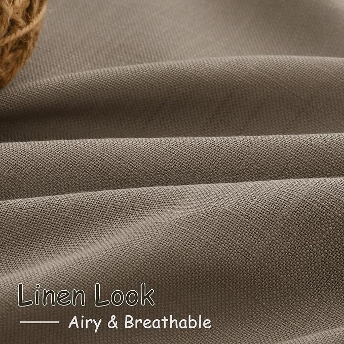 Extra Long Curtains 2 Panels 102 Inches Long for Living Room Dark Taupe Back Tab Rod Pocket Light Filtering Semi Sheer Drapes Cotton Linen Textured Window Curtain 102 Inch Length for Bedroom 9 FT