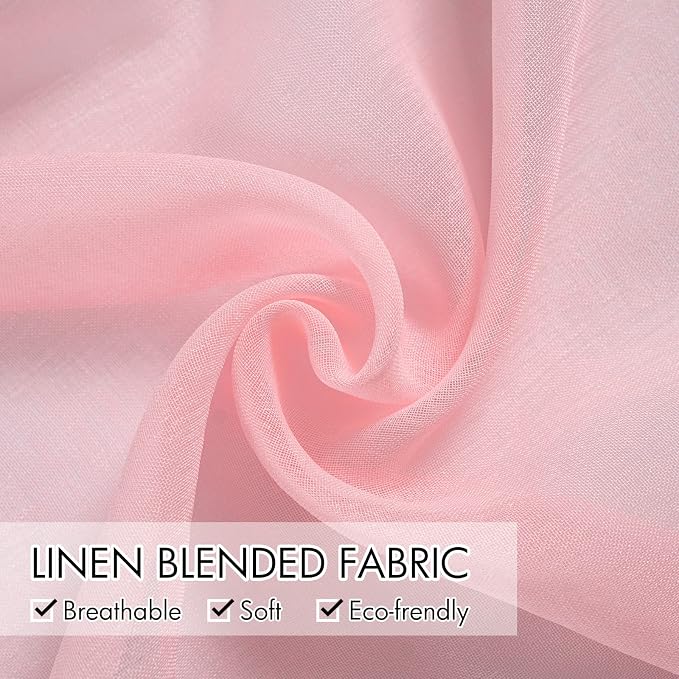 MIULEE 2 Panels Pink Semi Sheer Window Curtains Spring Elegant Grommet Top Window Voile Panels/Drapes/Treatment Linen Textured Panels for Bedroom Living Room (54X72 Inches)
