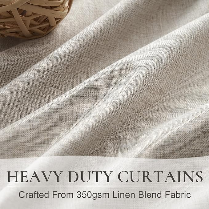 Modern Neutral 88 Inch Blackout Sliding Glass Door Curtains Light and Draft Blocking Curtains & Drapes for Living Room Traverse Ring Top Back Tab Heavy Duty Lined Linen Burg Cottagecore Nursery 2 Pack