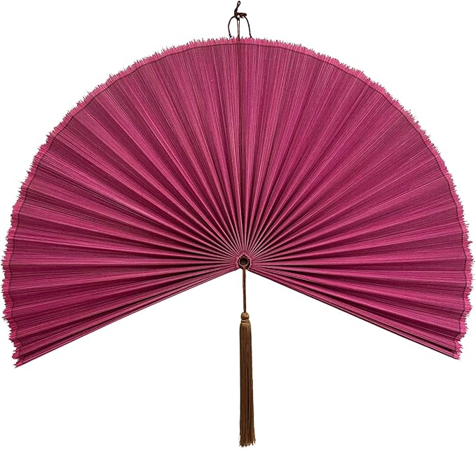 ChumDecor Fan Wall Decor,Large Bamboo Fan Wall Art for Boho Hanging Headboard,Decorative Folding Fan for Over Bed Decorations