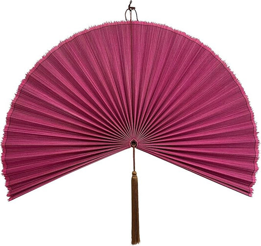 ChumDecor Fan Wall Decor,Large Bamboo Fan Wall Art for Boho Hanging Headboard,Decorative Folding Fan for Over Bed Decorations