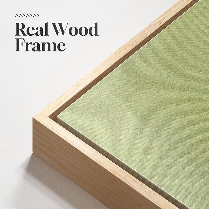 Framed Green Abstract Botanical Wall Art, Modern Minimalist Sage Green Canvas Prints Paintings for Walls, Rustic White Branch Pictures Wall Decor for Living Room Bedroom Dinning Room Office, 24x36 In