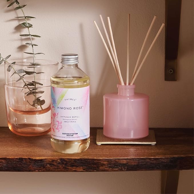 Thymes Reed Diffuser Oil, Kimono Rose Scented,Comes in Size 7.75 Fl Oz, Fully Natural