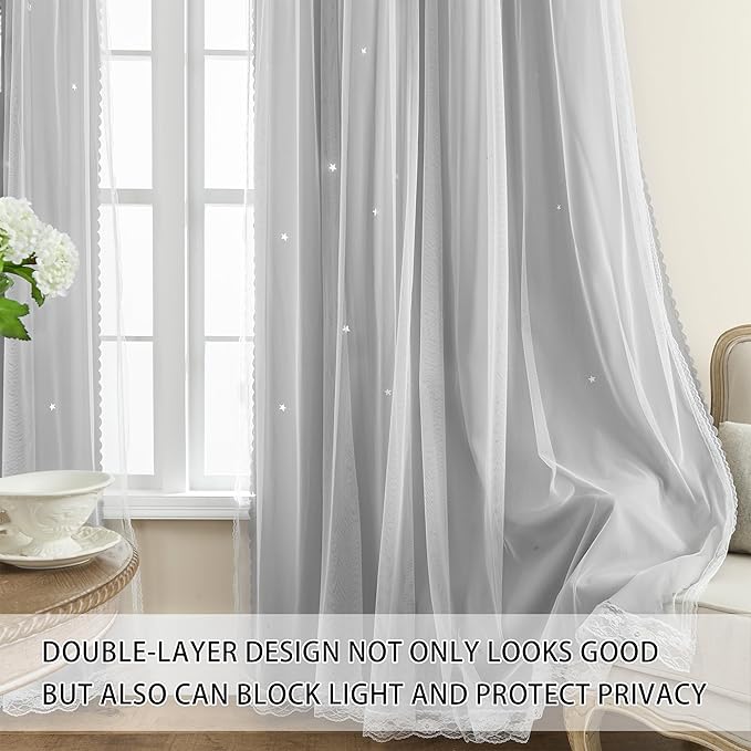 XiDi Blackout Light Grey Curtains for Kids Room and Bedroom Home Decor 84 inches Wide 1 Panel
