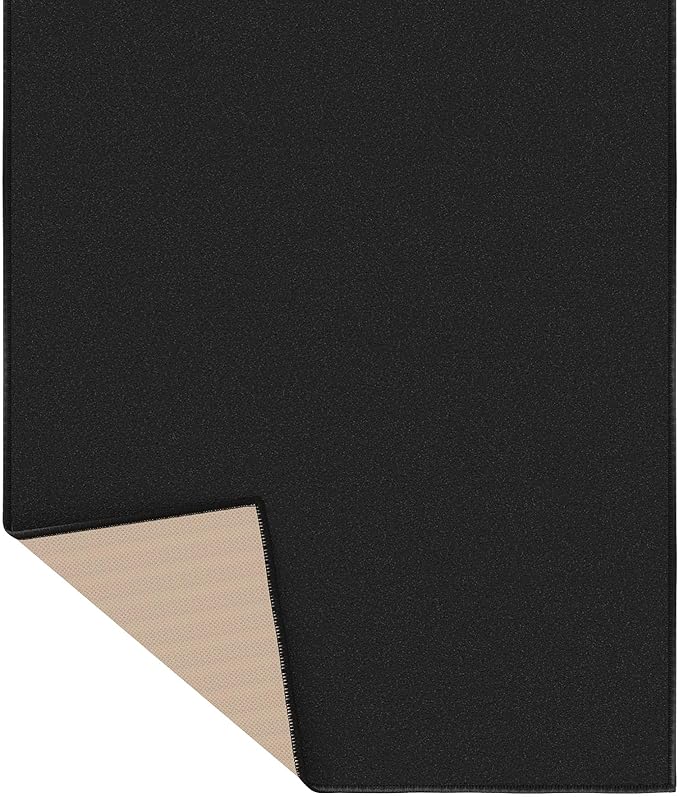 Ottomanson 6'6" x 18' Oversized Area Rug – Non Slip Low Pile Carpet for Living Room, Dining Room & Large Rooms, Solid Black