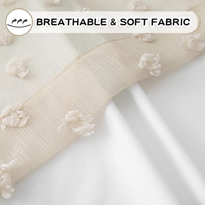 MYSKY HOME 100% Blackout Curtains for Girls Bedroom 95 Inch Long Total Room Darkening Curtain for Living Room 2 Panels Grommet Light Blocking Sliding Door Drapes Beige Pom Pom Sheer 52 x 95 Inch