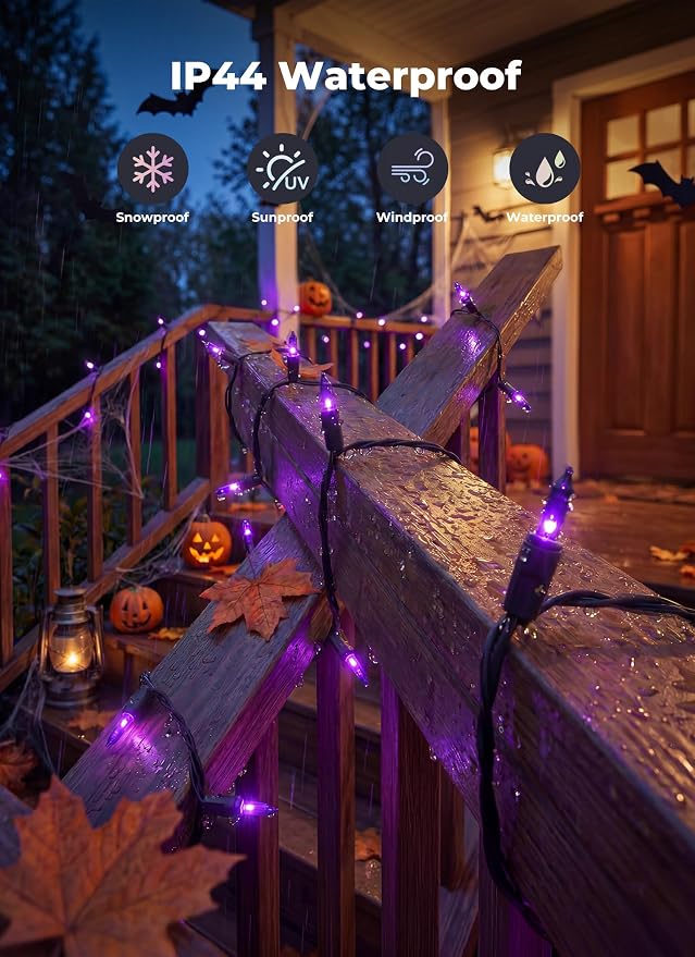 Minetom Halloween String Lights Outdoor 100 Count 20 Feet Incandescent Bulb Mini Lights for Christmas Indoor Garland Party Festival Decoration, Purple