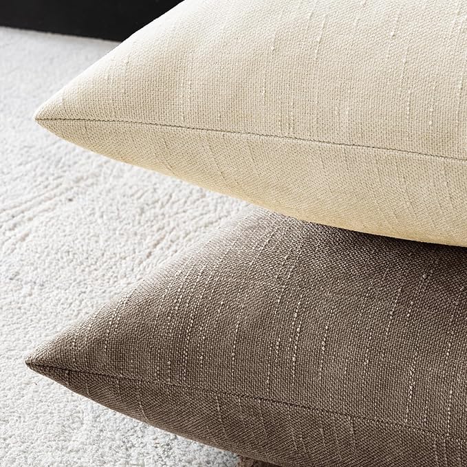 MIULEE Pack of 2 Decorative Throw Pillow Covers Soft Chenille Throw Pillows Solid Textured Lumbar Cushion Covers for Couch Sofa Bedroom Living Room 12x20 Inch, Taupe Grey