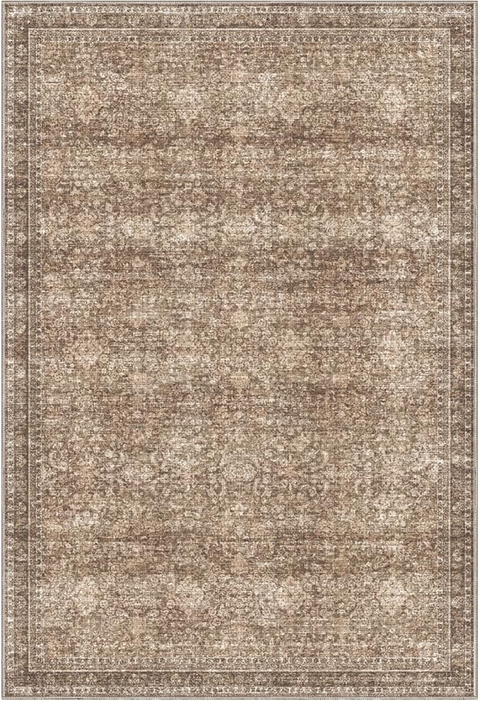 Sasttie 2x3 Rug, Ultra-Soft Washable Rug, Low Pile Foldable Thin Carpets with Non-Slip Backing, Skin-Friendly Stain Resistant Carpet for Living Room, Bedroom, Kitchen, Dorm, 2x3, Dark Brown