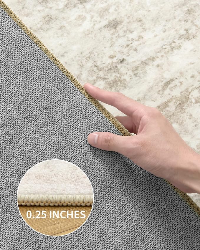 Art&Tuft Washable Rugs 6x9, Anti-Slip Backing Abstract Area Rugs, Stain Resistant 6x9 Rugs for Living Room, Foldable Machine Washable Area Rug(6'x9', 01-Beige)