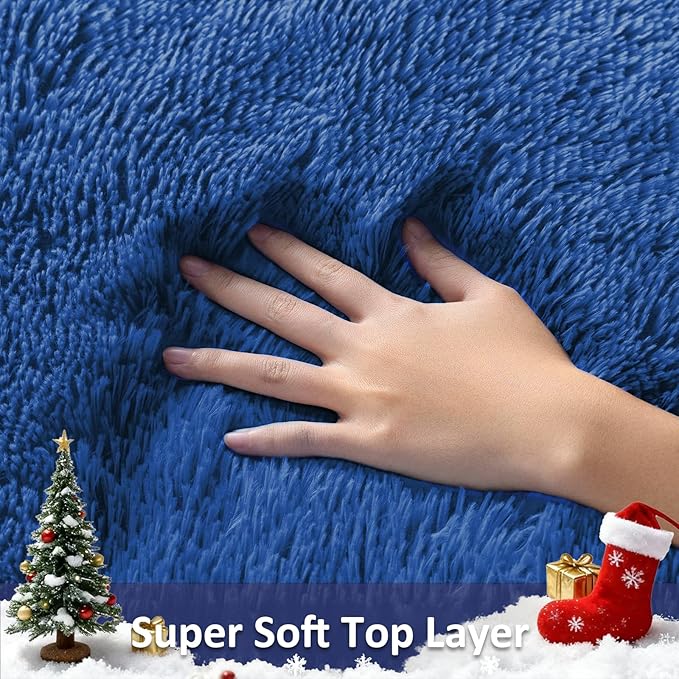 Ophanie 5x8 Blue Rugs for Living Room,Kids Rug,Playroom Navy Area Rugs for Boys Girls Teen Decor,Fluffy Fuzzy Soft Plush Shaggy Bedside Floor Bedroom Carpet for Teen with Over 99 pcs Pile fibers