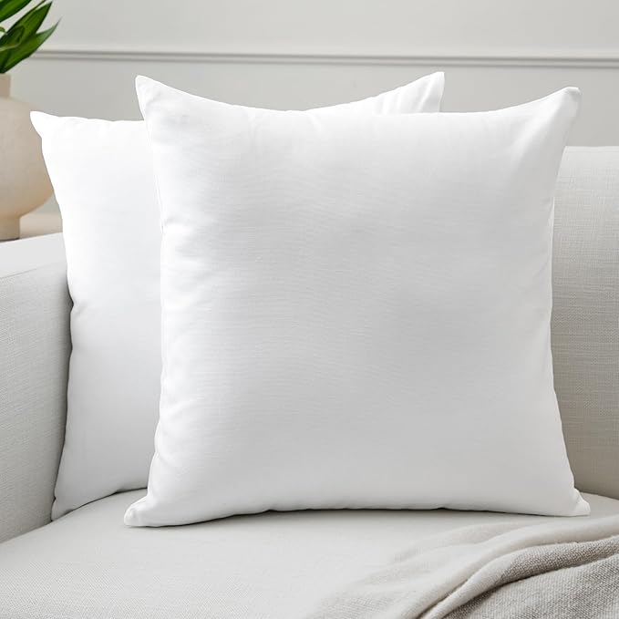 Encasa XO Throw Pillow Covers 18x18 in Set of 2 White | No Inserts | Cotton Pillow Covers for Living Room, Bed, Sofa, Couch | Decorative Cushion Covers with Improved Zipper