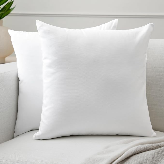 Encasa XO Throw Pillow Covers 16x16 in Set of 2 White | No Inserts | Cotton Pillow Covers for Living Room, Bed, Sofa, Couch | Decorative Cushion Covers with Improved Zipper