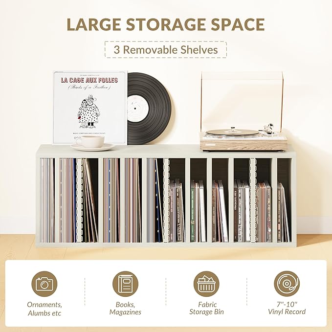 IOTXY DIY Modular Cube Bookcase - CubeXY Customizable Stackable Expandable Basic Shelving Units, 12-Cube Wooden Open Bookshelf with Removable Shelves for 10-inch Vinyl Record Storage Organizer, Oak