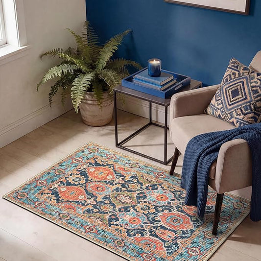 Keen Home Design 24"x36" Rug - Machine Washable Entry Rug with Non-Slip Backing, Ideal for Entryway, Kitchen, Bathroom, Laundry Room - Vintage, Easy Clean, Durable, Low Pile - (2' x 3')