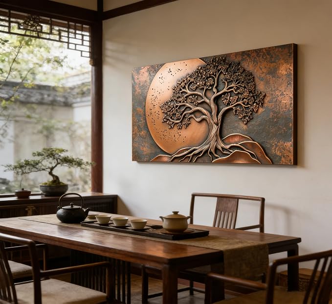 Large Tree of Life Canvas Wall Art Nature Abstract Big Tree Painting Picture Wall Decor moon Botanical Poster Print Artwork for Living Room Bedroom Office Hotel Pictures