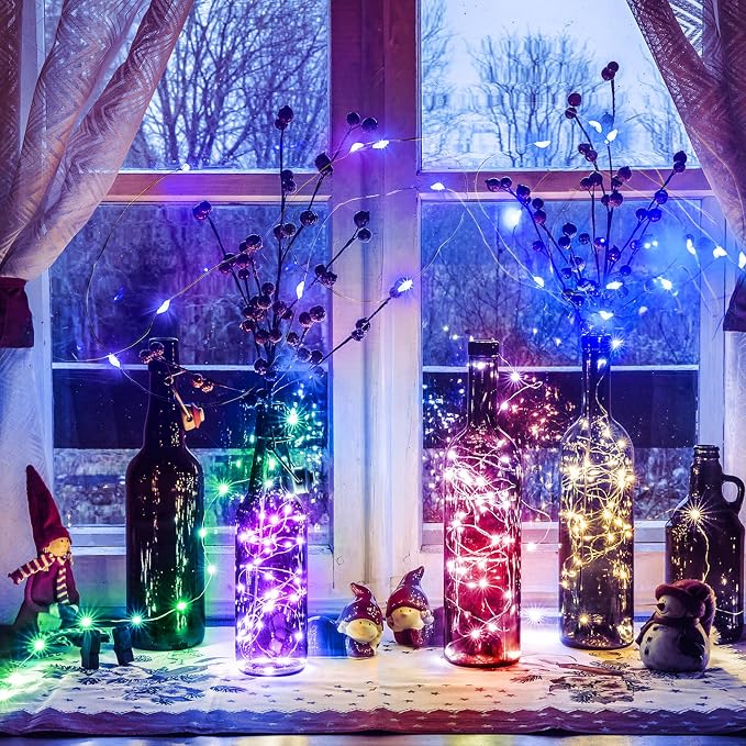 Tuanse 50 Pack LED Fairy Lights Colored Battery Operated String 3 Speed Modes 7 ft 20 LED Starry Wedding Decoration Waterproof Wire Twinkle Light for DIY Jar Bedroom Party Supplies (Colorful Color)
