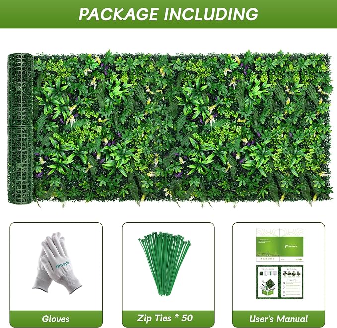 fanado Artificial Grass Wall Panels 40"x120"(33.3 sqft), Hedge Green Wall Decor Backdrop,UV-Anti Fake Greenery Plant Boxwood Panels for Privacy Fence Screen Outdoor Indoor Wedding Garden Backyard