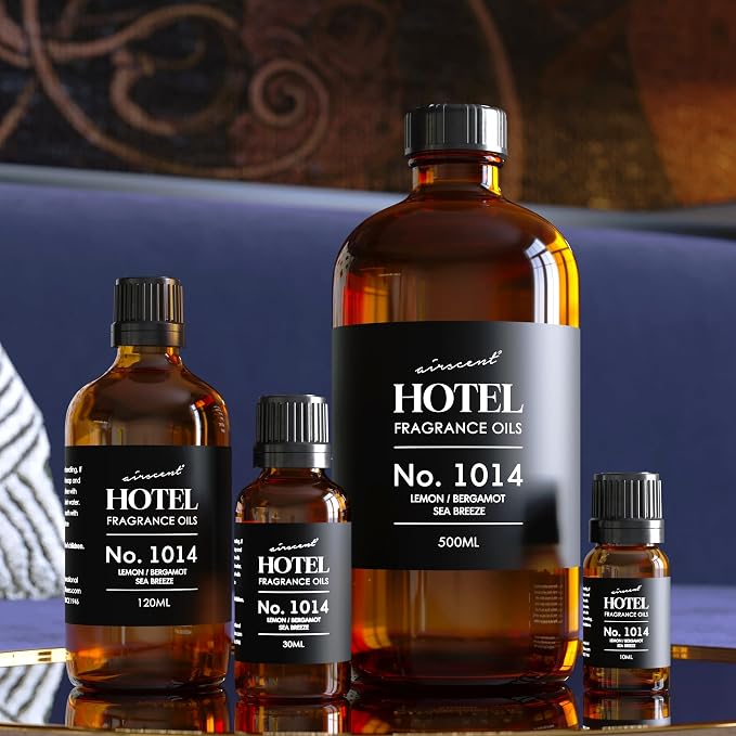 AirScent Hotel Diffuser Oil No. 1014 - Iconic 5-Star Hotel Blend - 10 mL | Lemon Bergamot Sea Breeze - Coastal Hotel Scent - Fragrance Oil for Ultrasonic and Waterless Diffusers and Crafting